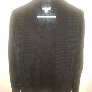 Black open front cardigan